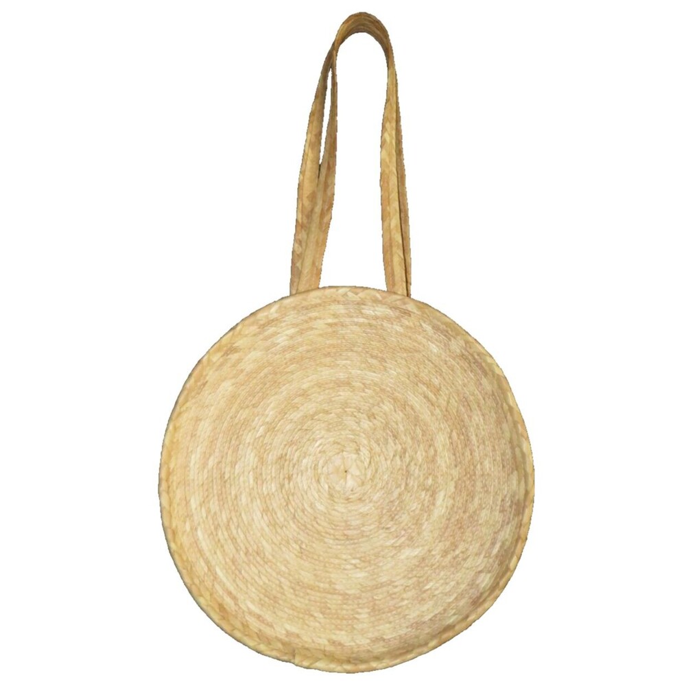 Round Straw Double Strap Purse Mexico Boho Beach Travel